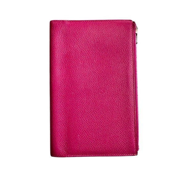 Authentic HERMES Pink Leather Eazip Slim Wallet Passport Holder with Box - Picture 5 of 14